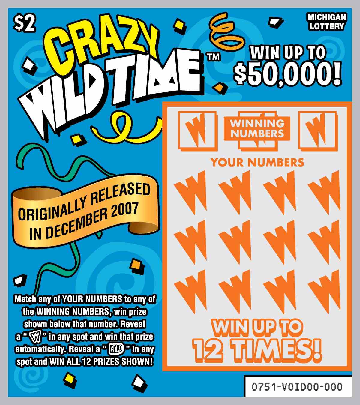 Wild Time Series scratchcard - game number #751 - front