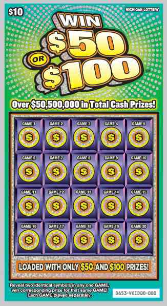 Win $50 or $100 scratchcard - game number #653 - front