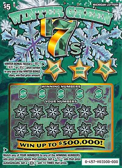 Winter Green 7's scratchcard - game number #457 - front