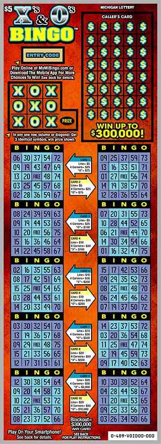 X's & O's Bingo scratchcard - game number #489 - front