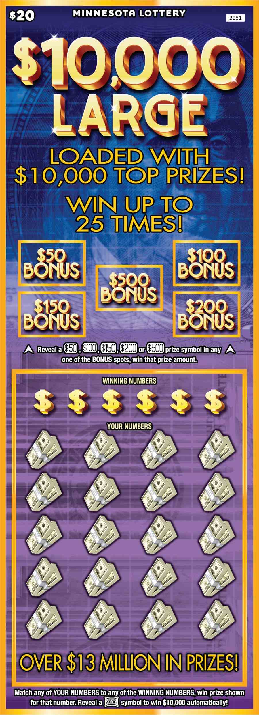 $10,000 Large scratchcard - game number #2081 - front