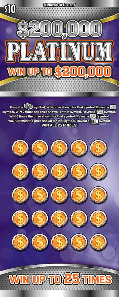 $200,000 Platinum scratchcard - game number #1945 - front