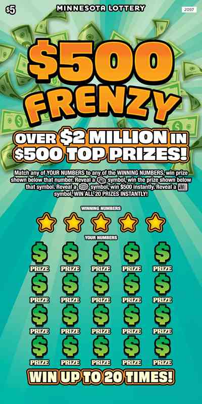 $500 Frenzy scratchcard - game number #2097 - front