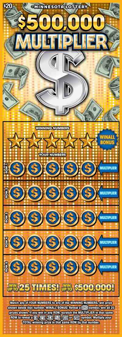 $500,000 Multiplier scratchcard - game number #2107 - front