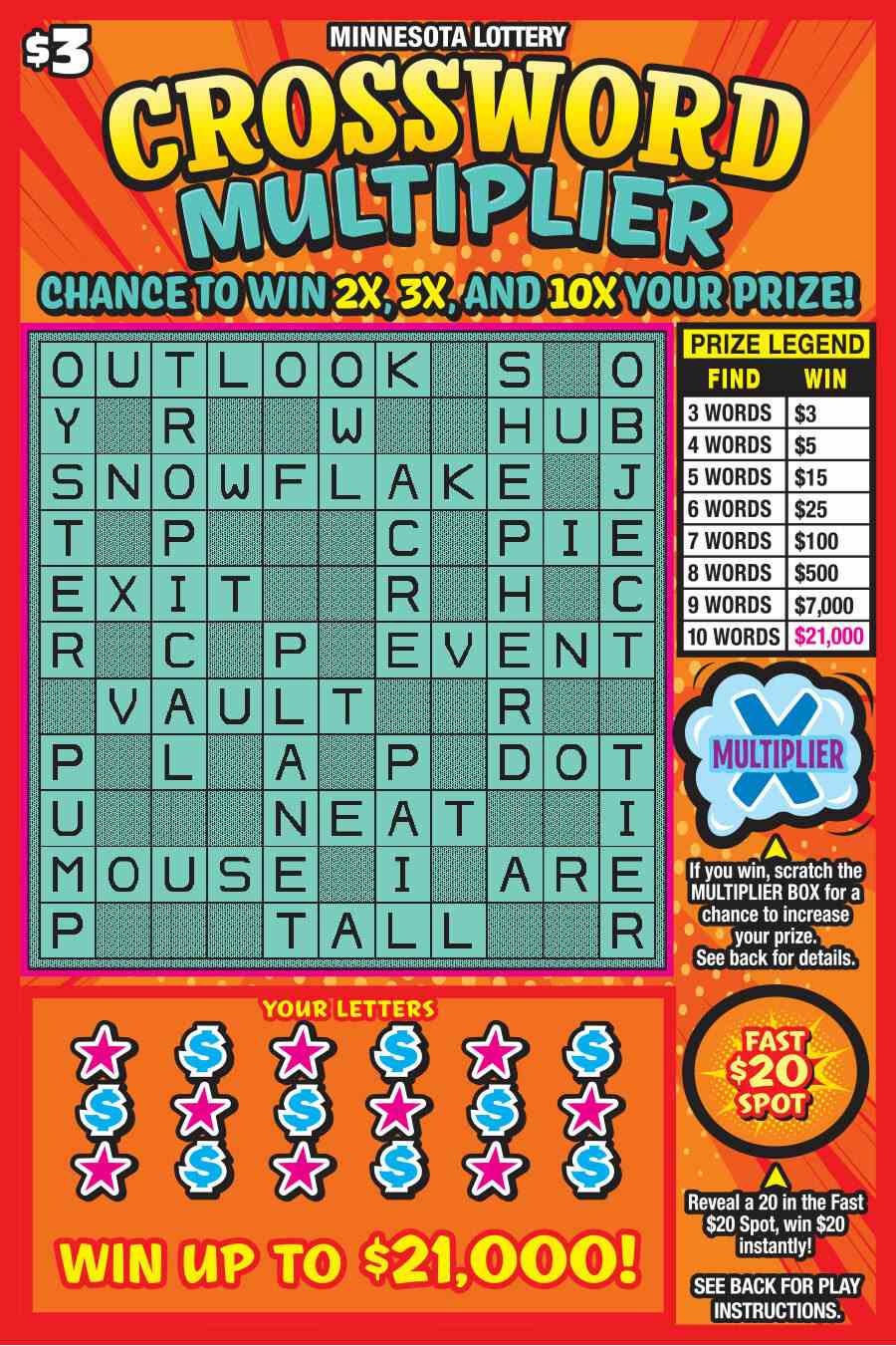 10X scratchcard - game number #1992 - front