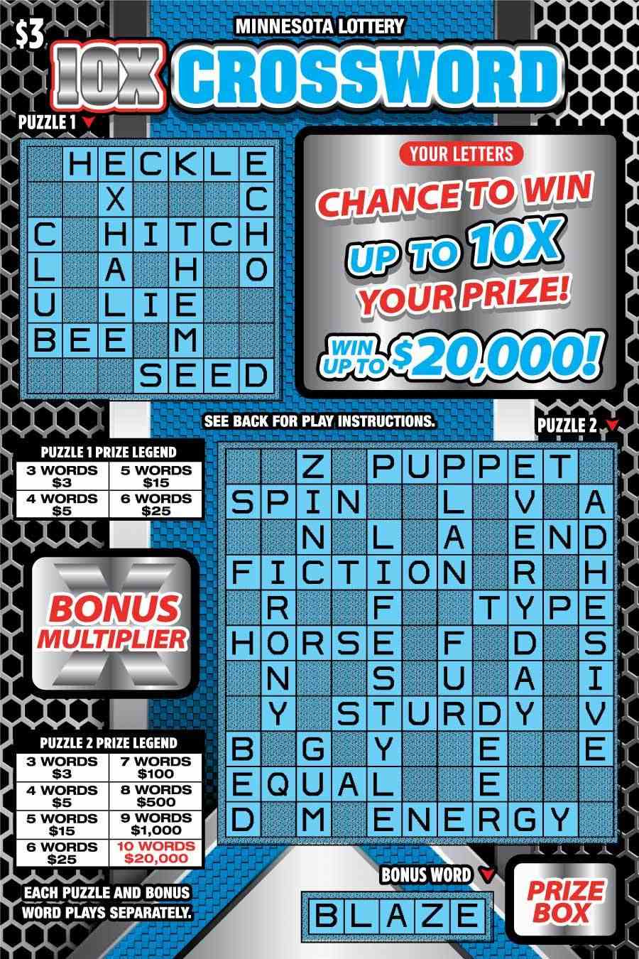 10X Crossword scratchcard - game number #1911 - front