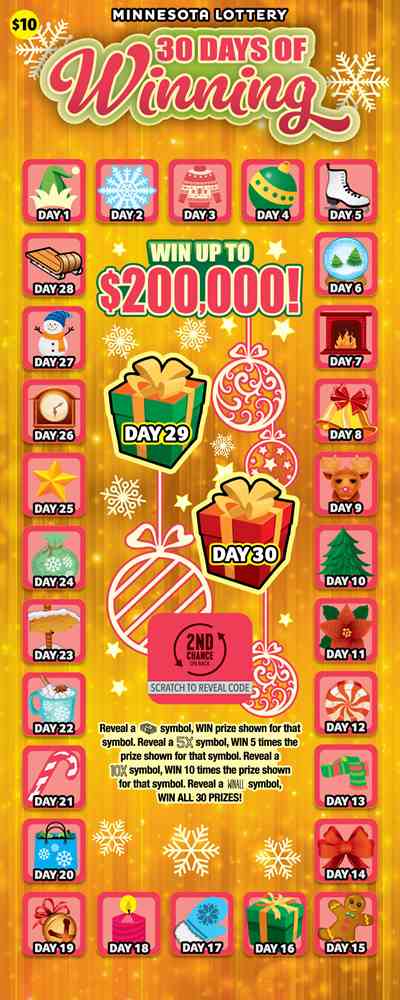 30 Days Of Winning scratchcard - game number #2066 - front