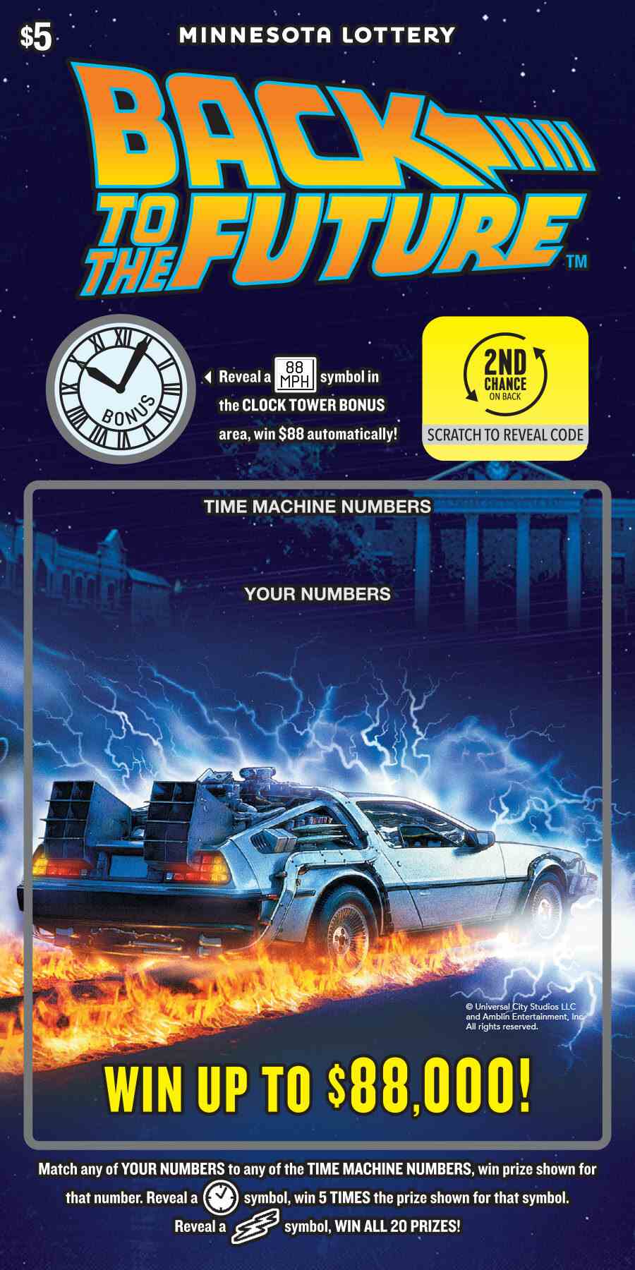 Back To The Future scratchcard - game number #2049 - front
