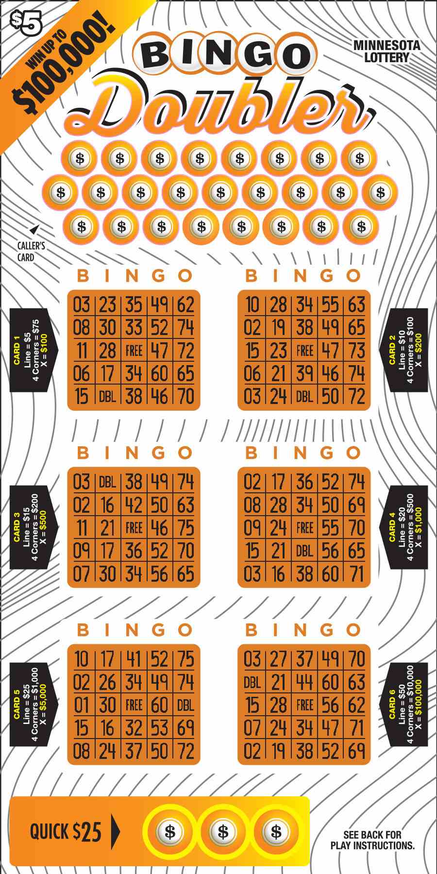 Bingo Doubler scratchcard - game number #1933 - front