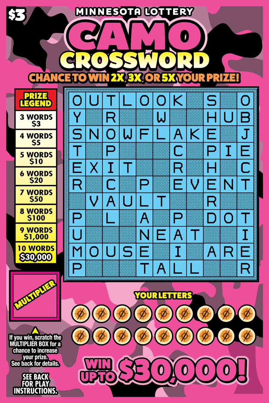 Camo Crossword scratchcard - game number #2045 - front