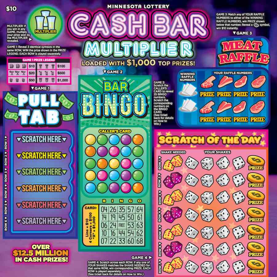 Cash Bar Multiplier scratchcard - game number #2075 - front