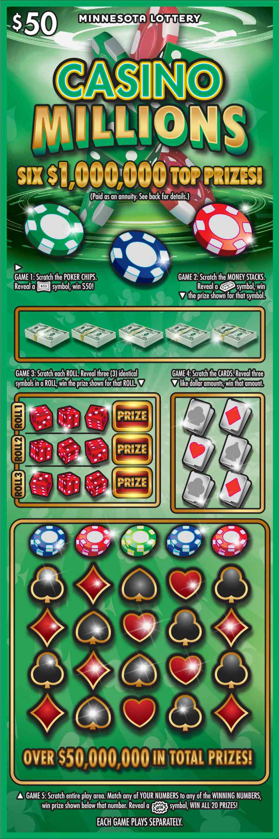 Casino Millions scratchcard - game number #2028 - front