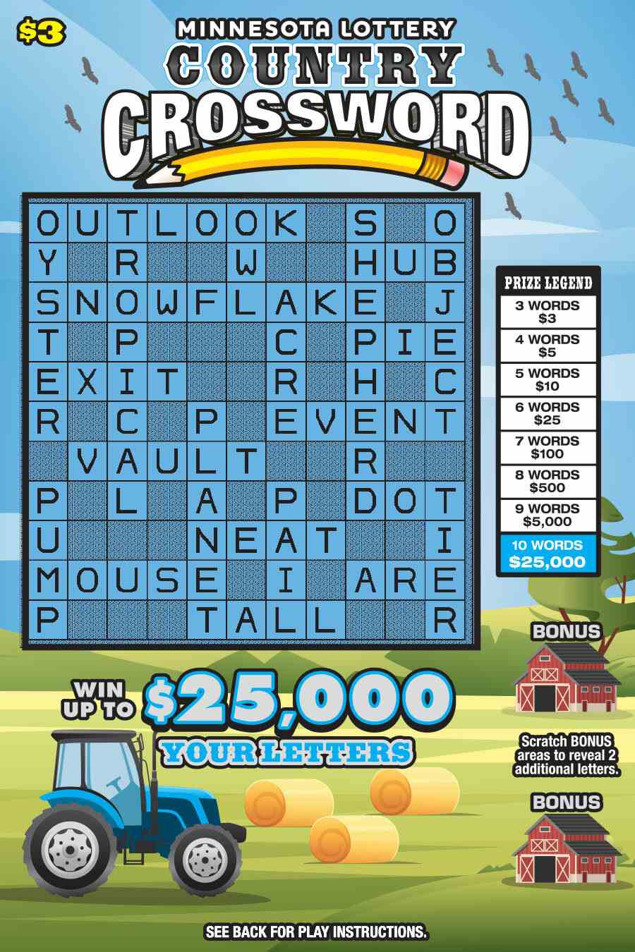 Country Crossword scratchcard - game number #2011 - front