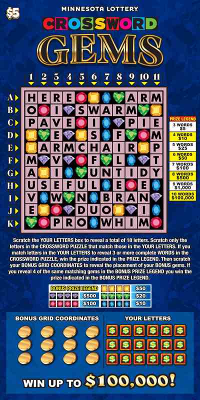 Crossword Gems scratchcard - game number #2056 - front