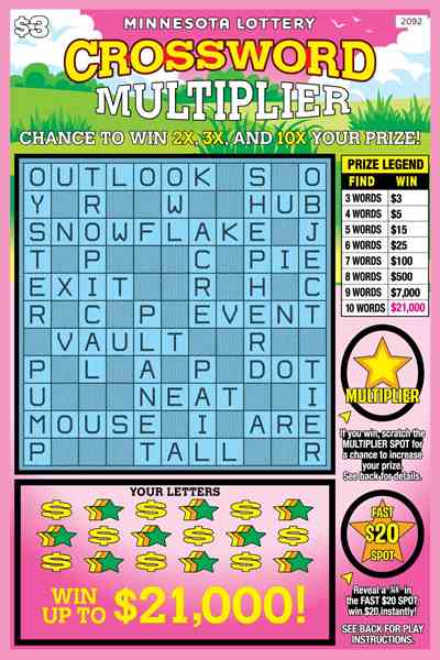 Crossword Multiplier scratchcard - game number #2092 - front