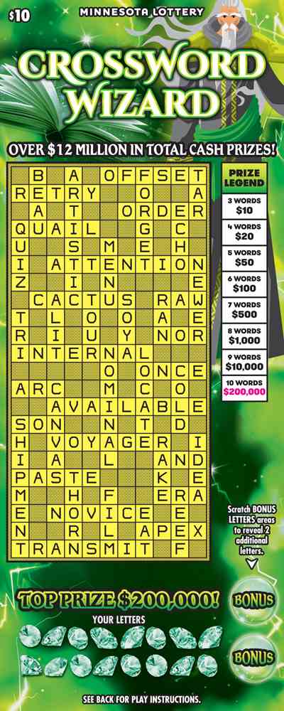 Crossword Wizard scratchcard - game number #2078 - front