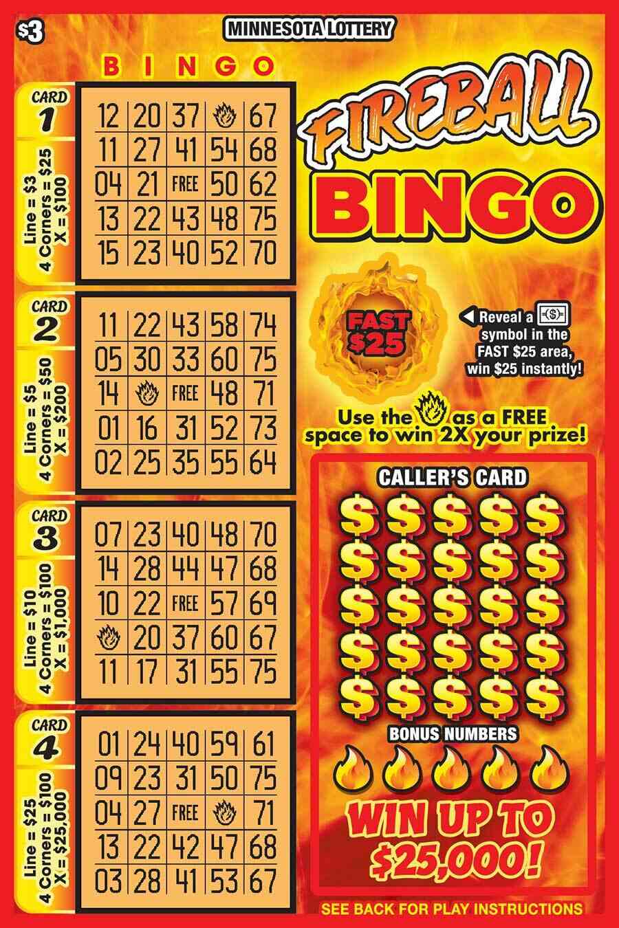 Fireball Bingo scratchcard - game number #1947 - front