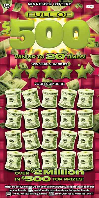 Full Of $500S scratchcard - game number #2080 - front