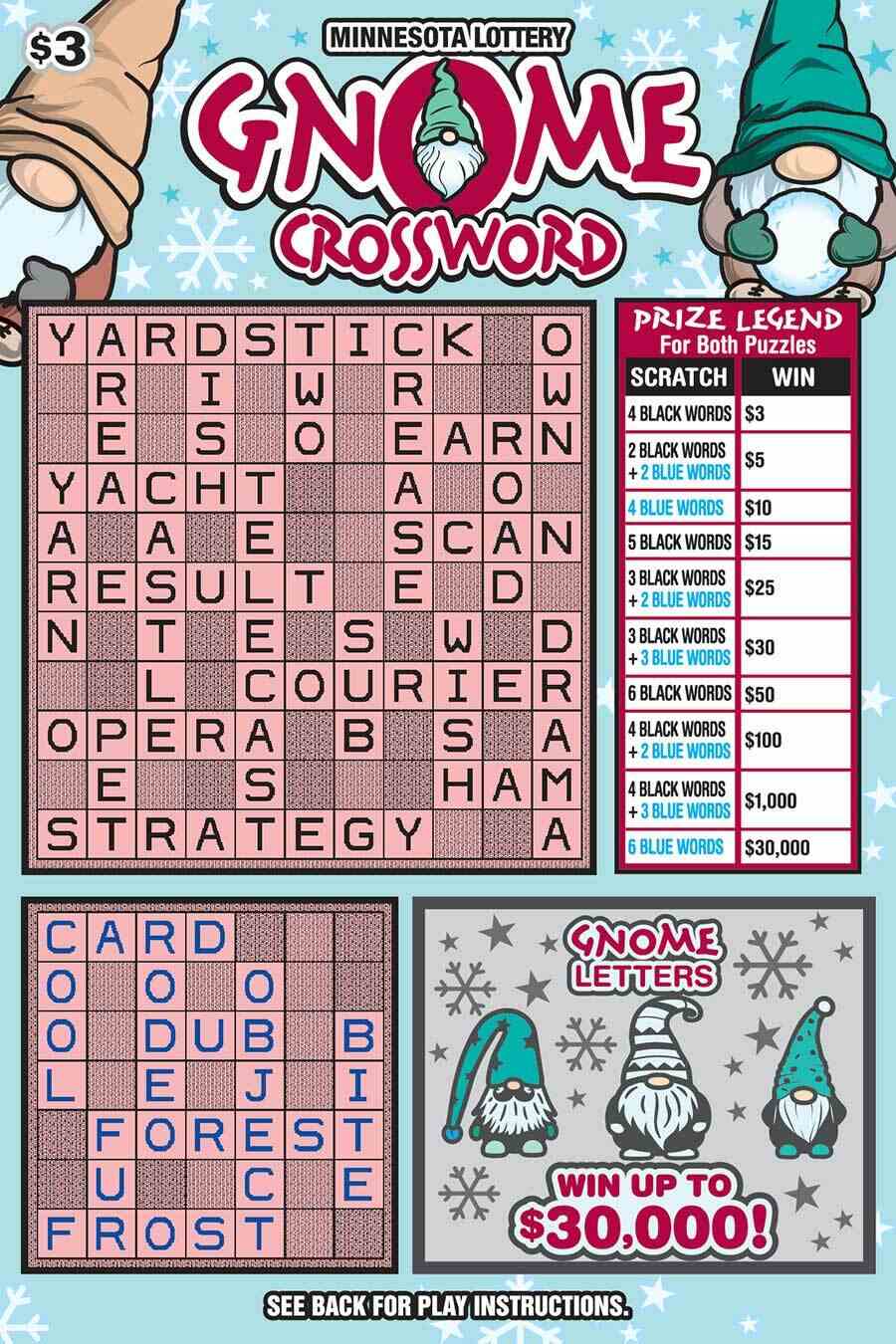 Gnome Crossword scratchcard - game number #1979 - front