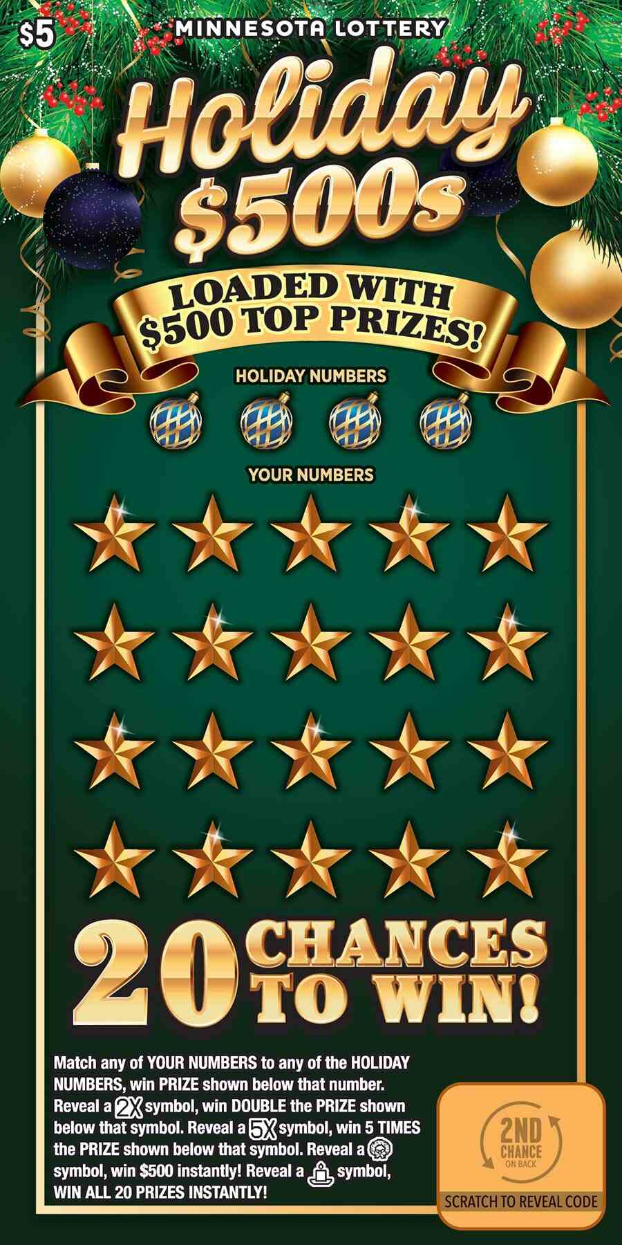 Holiday $500S scratchcard - game number #2018 - front