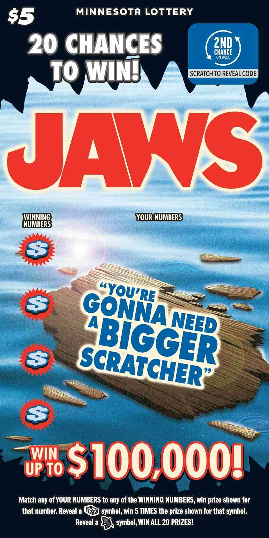 Jaws scratchcard - game number #2005 - front