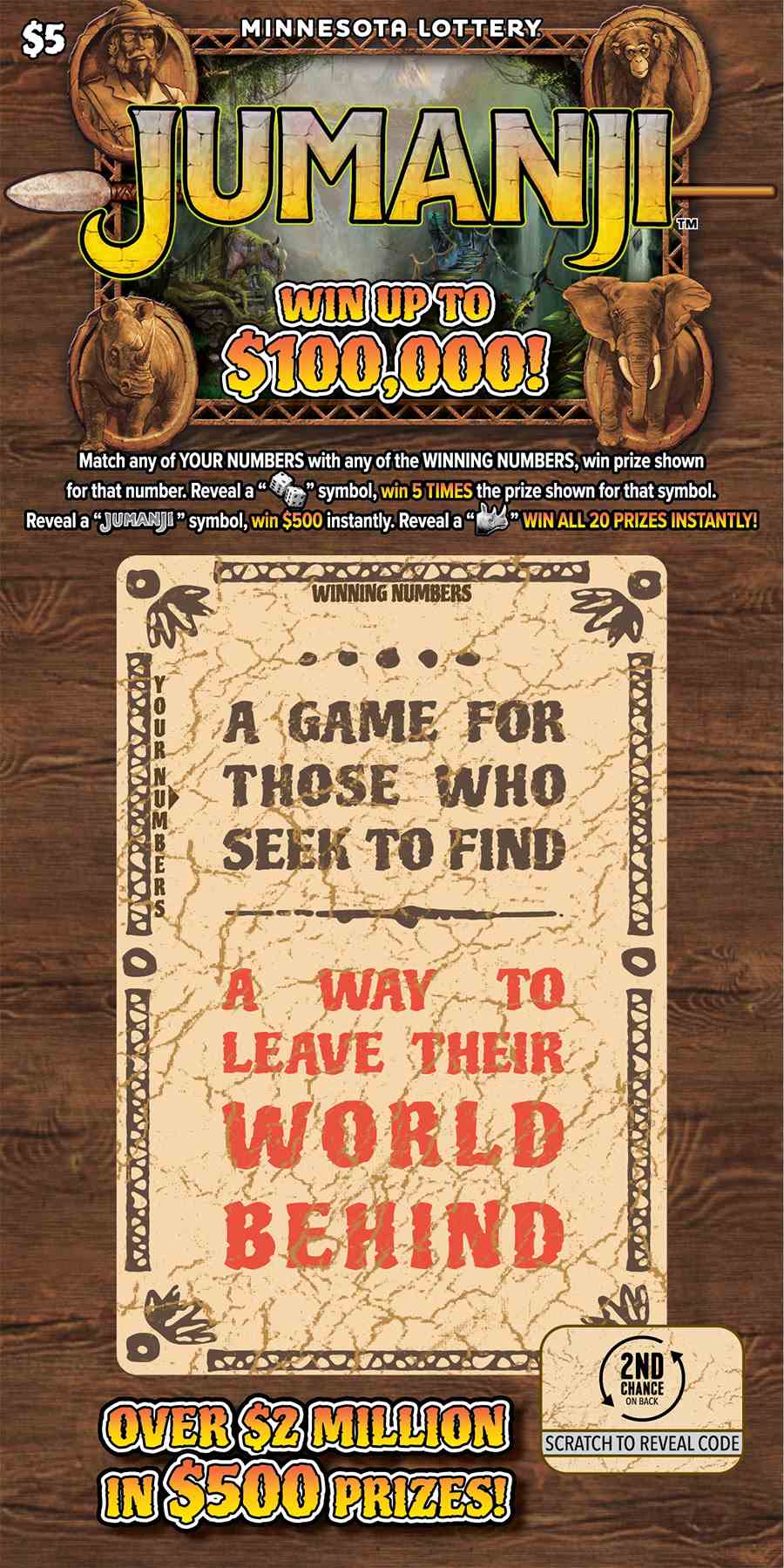 Jumanji scratchcard - game number #2094 - front