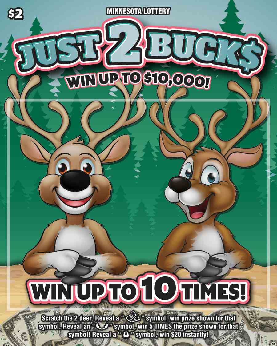 Just 2 Buck$ scratchcard - game number #1998 - front