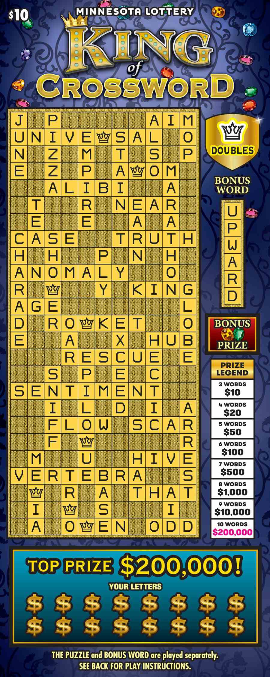 King/Queen Of Crossword scratchcard - game number #2024 - front