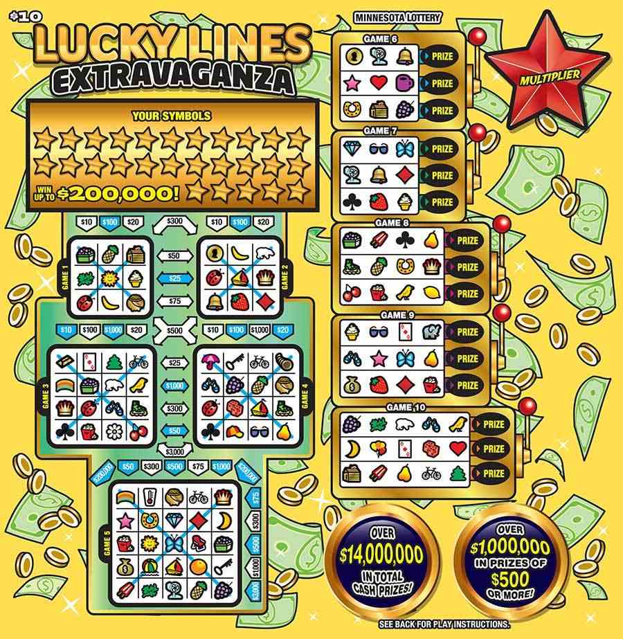 Lucky Lines Extravaganza scratchcard - game number #1921 - front