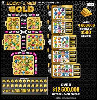 Lucky Lines Gold scratchcard - game number #2098 - front