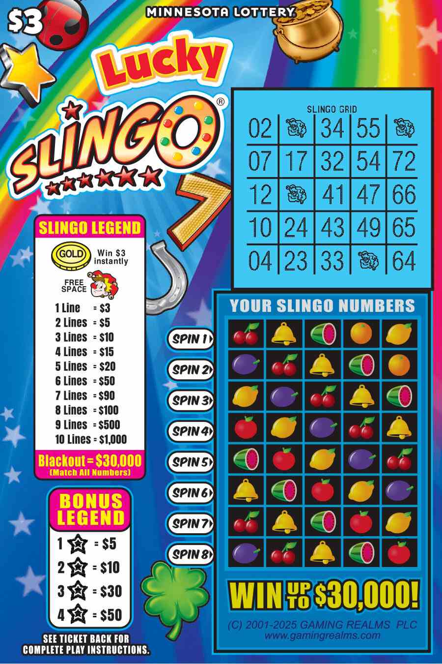 Lucky Slingo scratchcard - game number #2057 - front