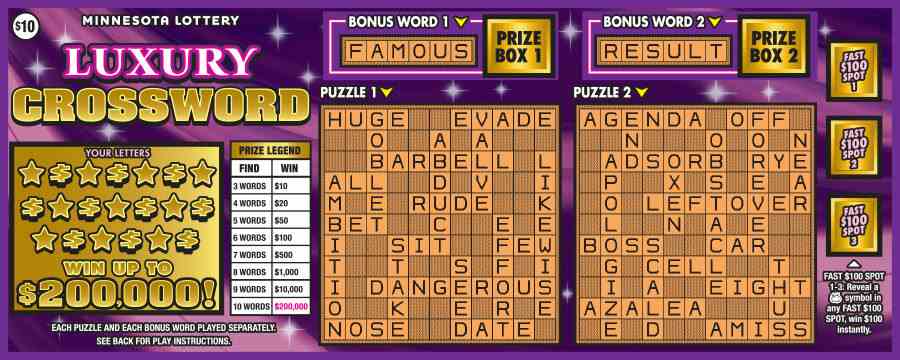 Luxury Crossword scratchcard - game number #2050 - front