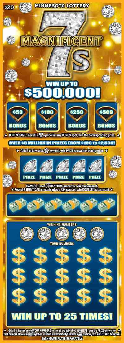 Magnificent 7S scratchcard - game number #2016 - front