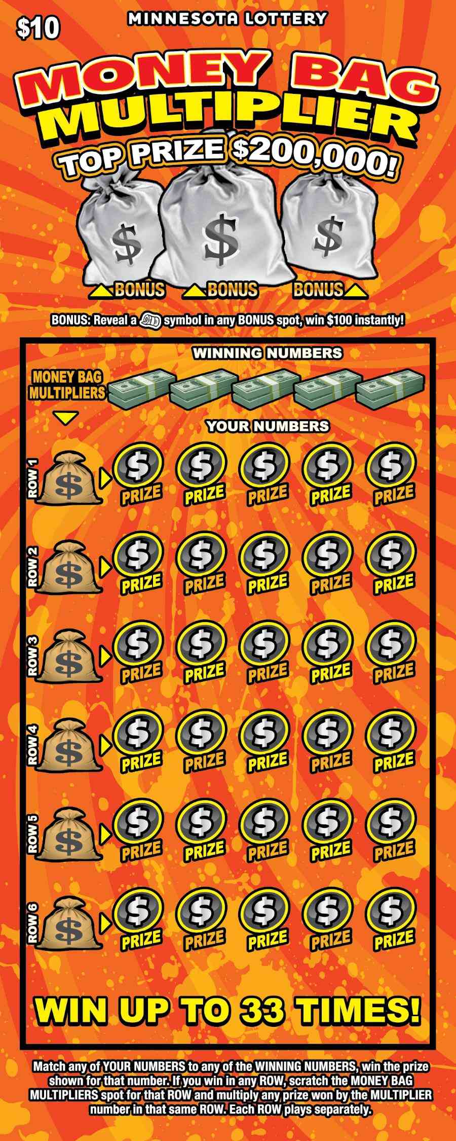 Money Bag Multiplier scratchcard - game number #2103 - front