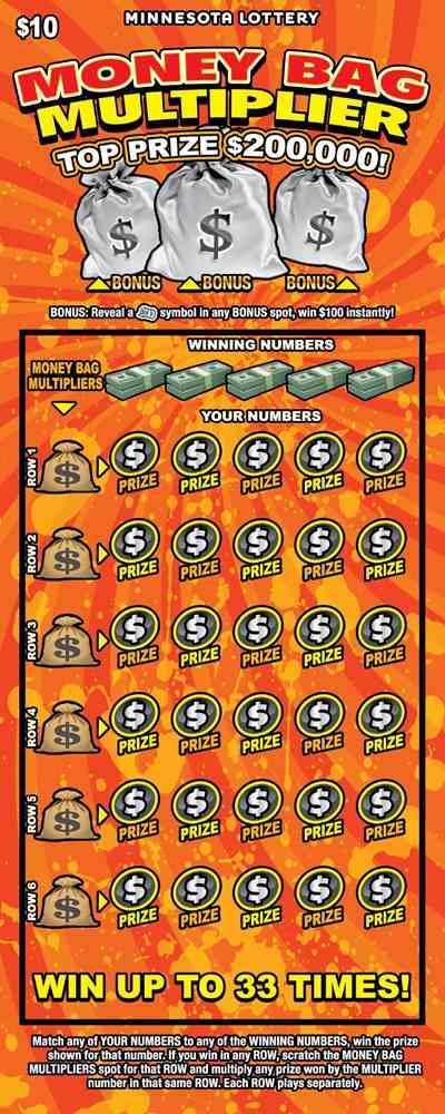 Money Bag Multiplier scratchcard - game number #2103 - front