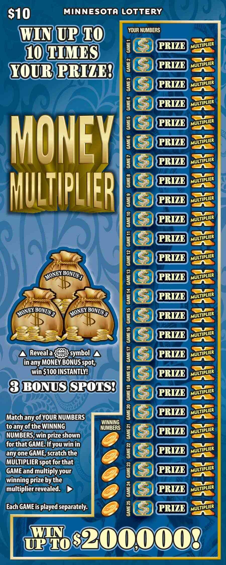 Money Multiplier scratchcard - game number #2015 - front