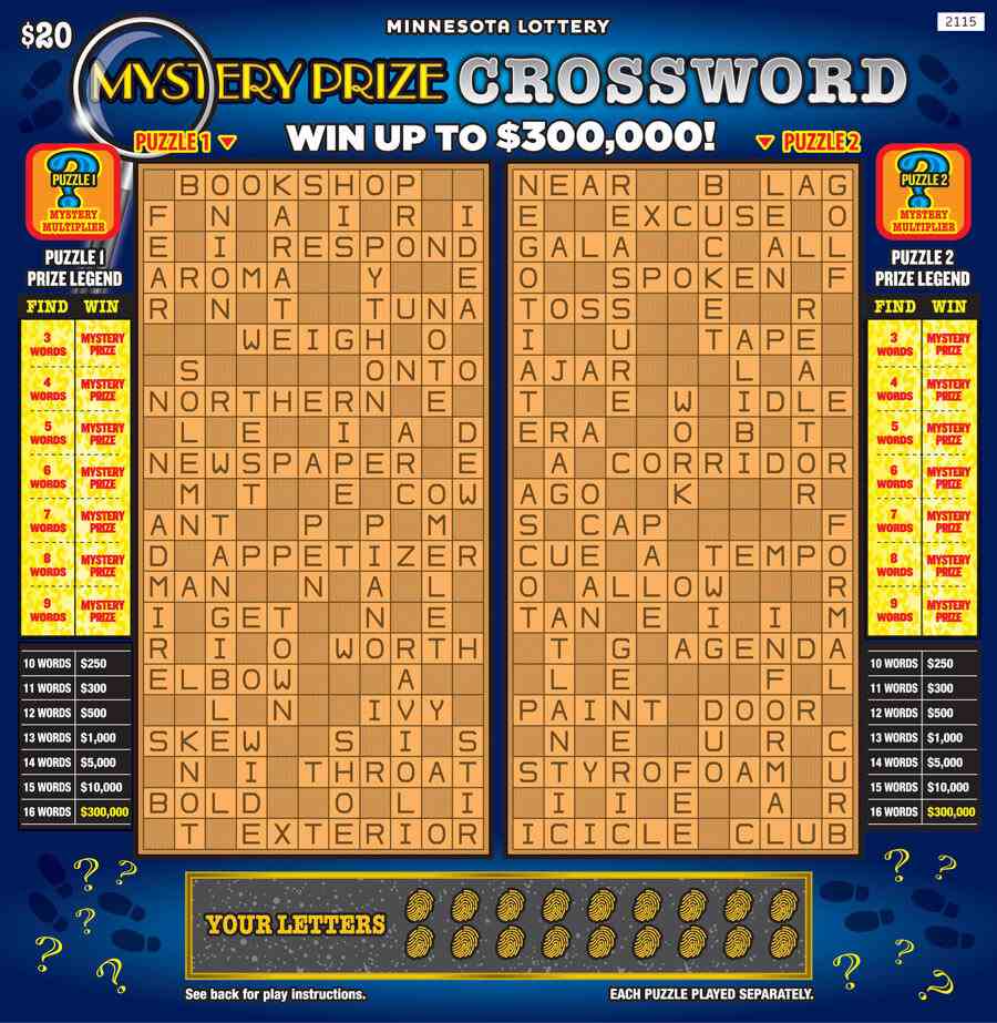 Mystery Prize Crossword scratchcard - game number #2115 - front