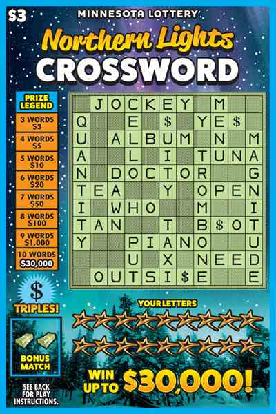 Northern Lights Crossword scratchcard - game number #2025 - front