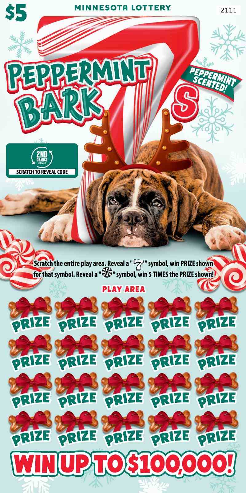 Peppermint Bark 7S scratchcard - game number #2111 - front