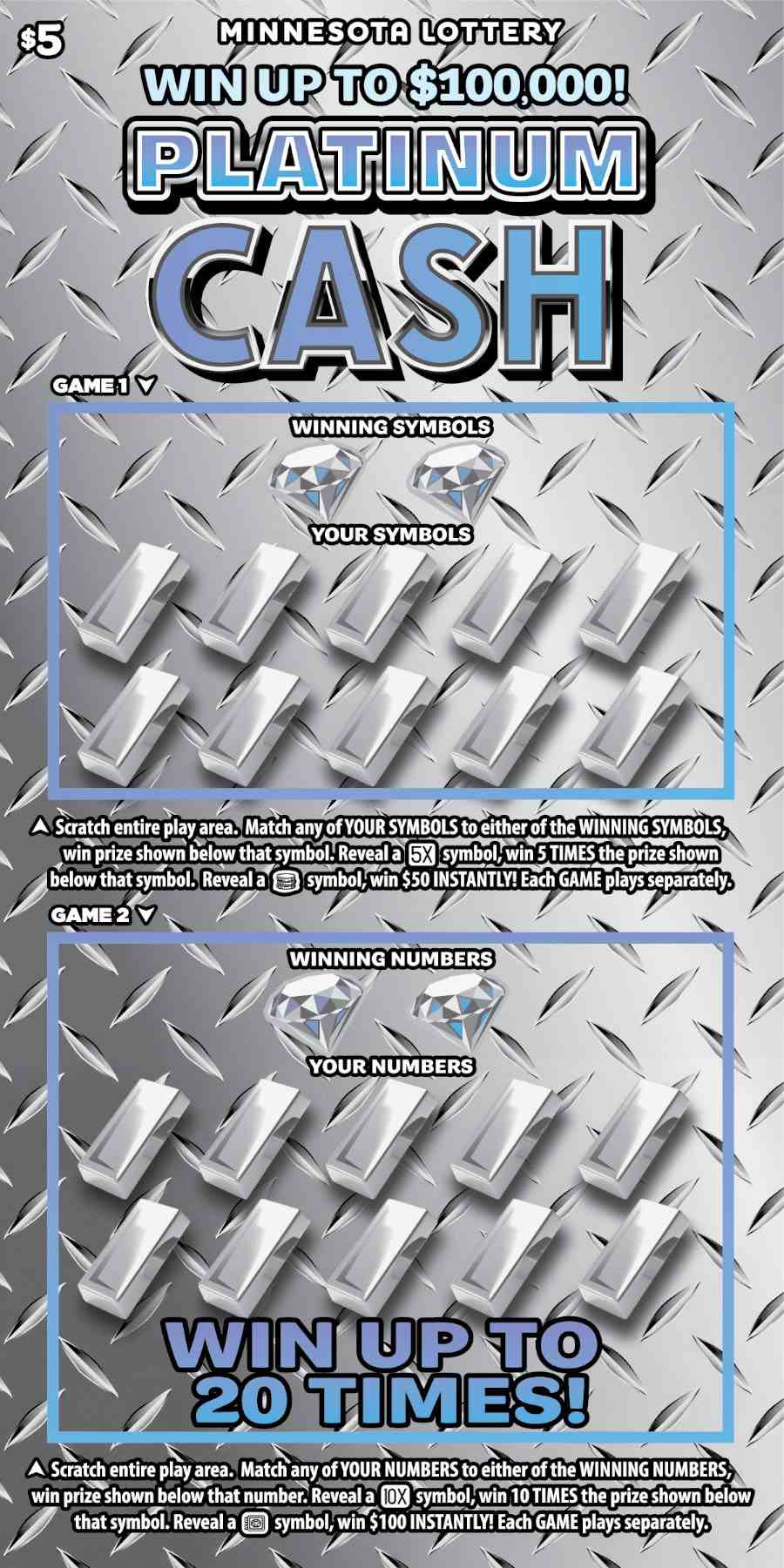 Platinum Cash scratchcard - game number #2106 - front