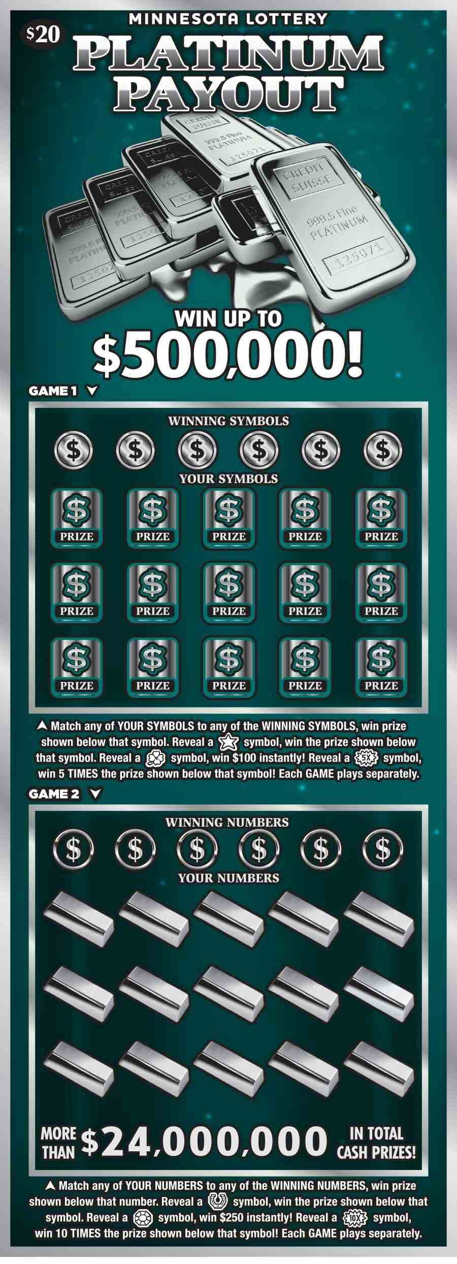 Platinum Payout scratchcard - game number #2051 - front