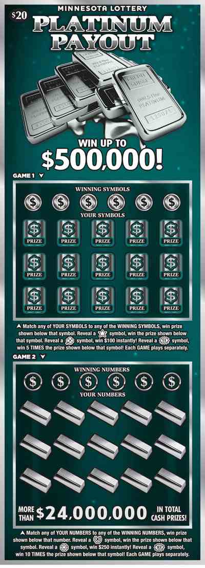 Platinum Payout scratchcard - game number #2051 - front