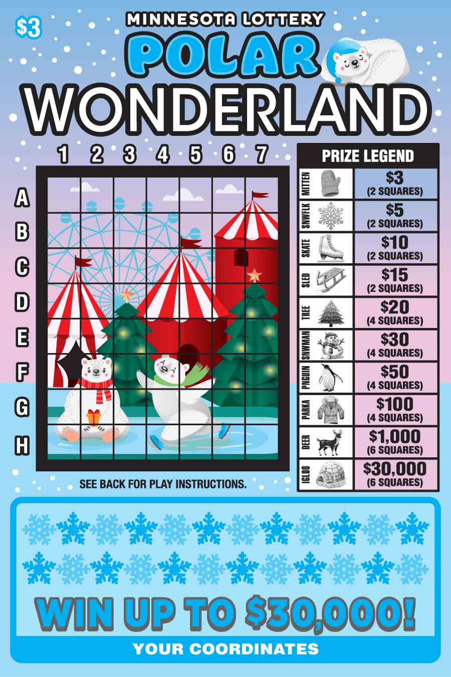 Polar Wonderland scratchcard - game number #2068 - front