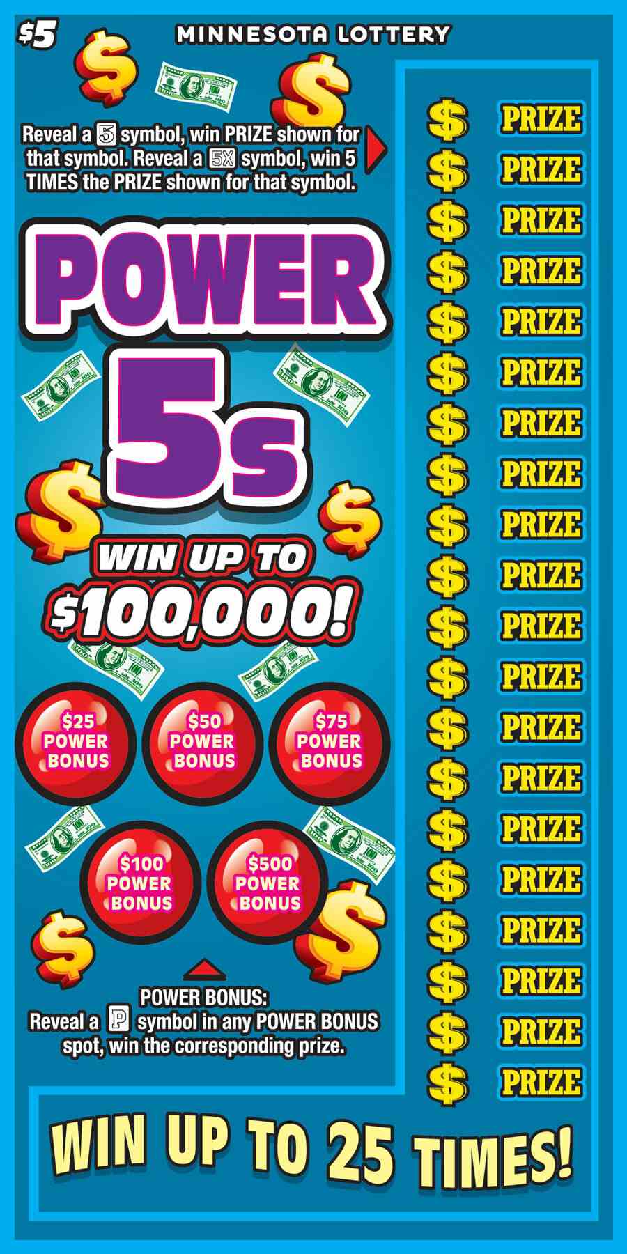 Power 5S scratchcard - game number #2023 - front