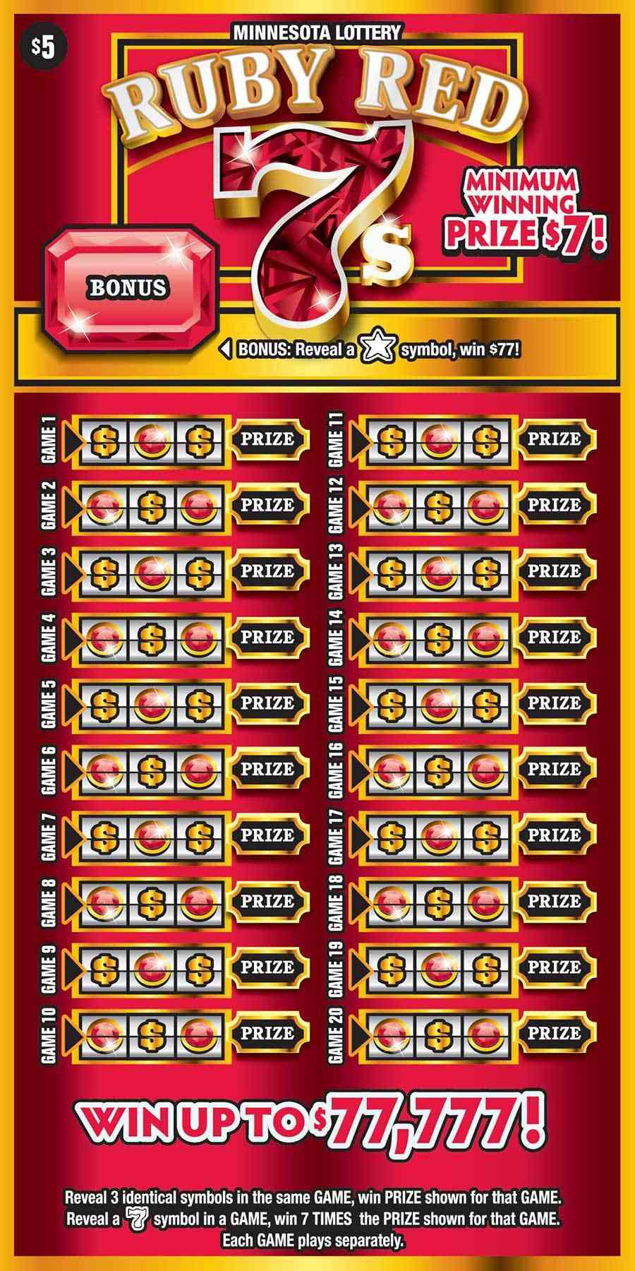 Ruby Red 7s scratchcard - game number #1920 - front