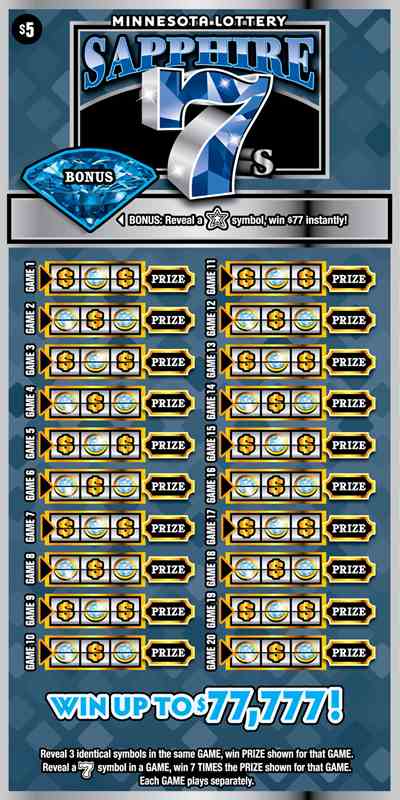 Sapphire 7S scratchcard - game number #2046 - front