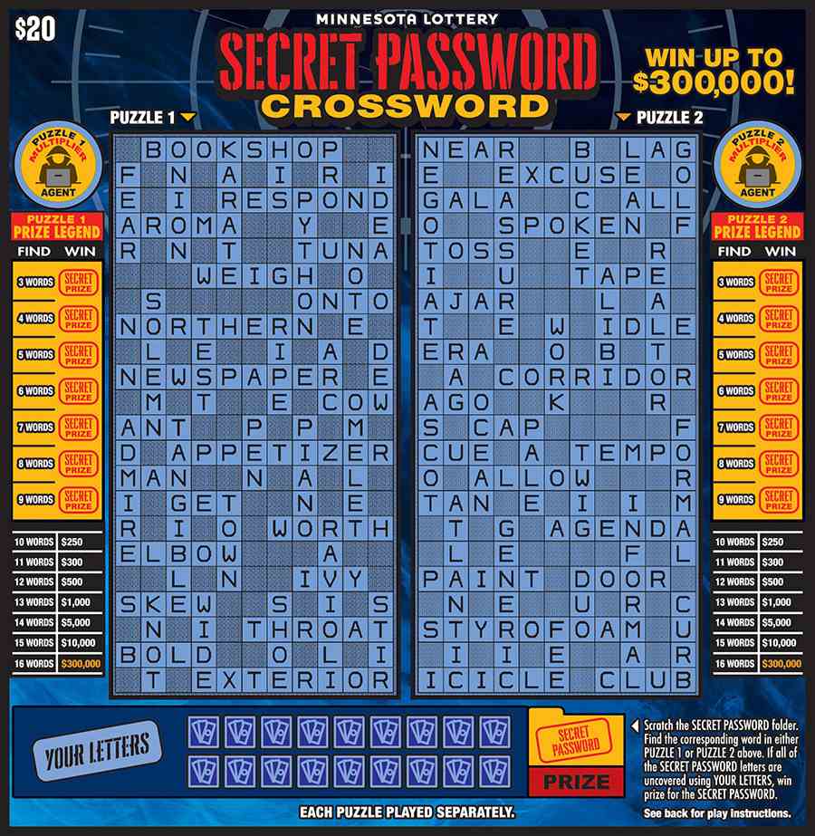 Secret Password Crossword scratchcard - game number #2006 - front