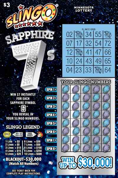 Slingo® Sapphire 7S scratchcard - game number #2102 - front