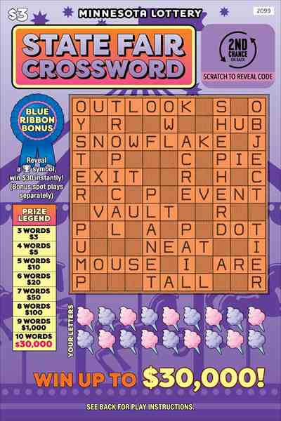 State Fair Crossword scratchcard - game number #2099 - front
