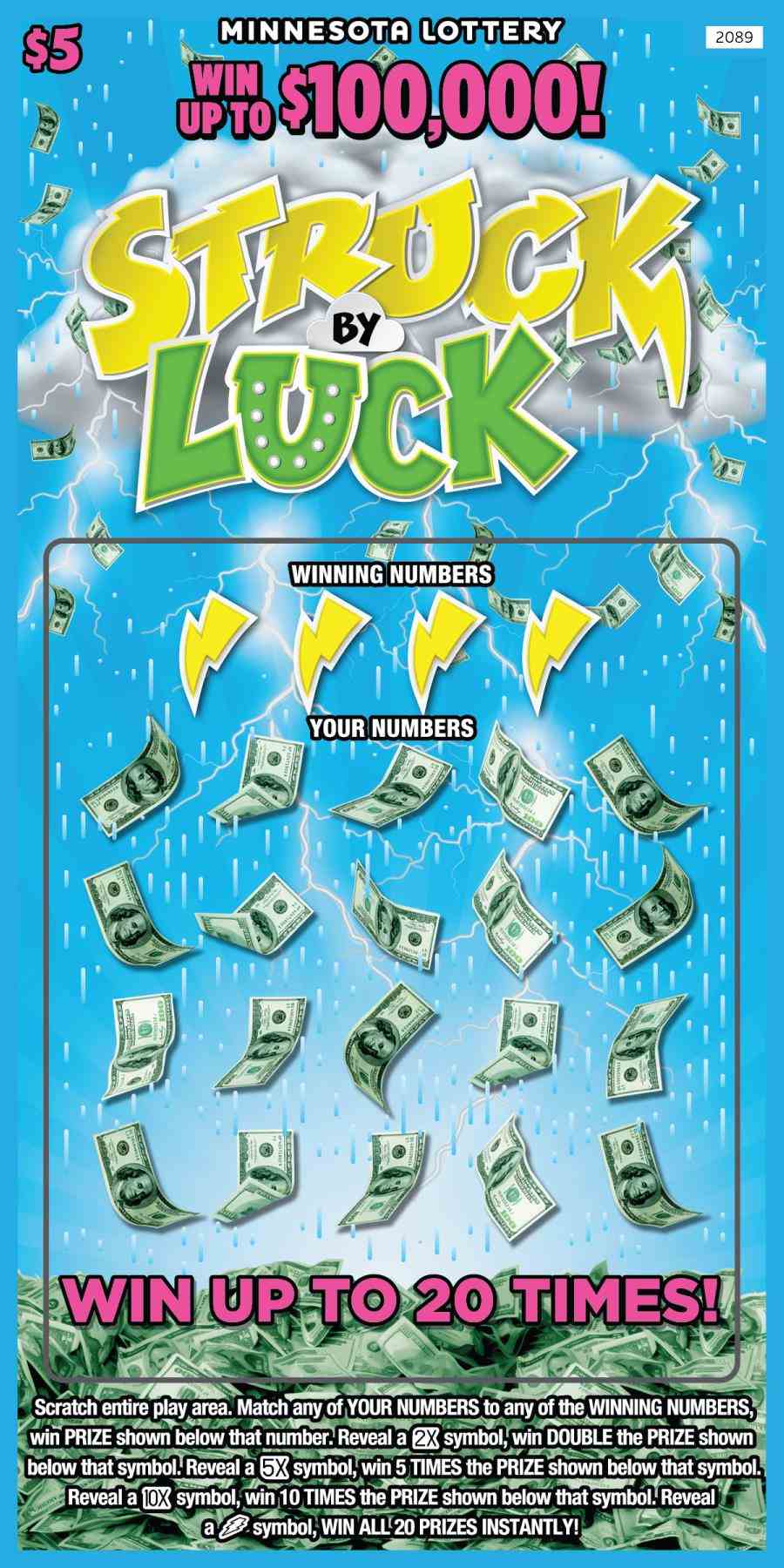 Struck By Luck scratchcard - game number #2089 - front